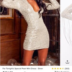 Fashion Nova Shimmering Silver Mini Dress Tonight's Special Pearl Mini Dress.